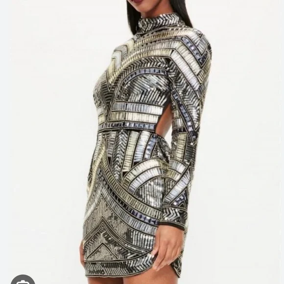 Peace + Love Black High Neck Embellished Bodycon Dress - Picture 15 of 16